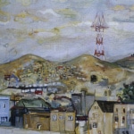 <u>"Sutro Tower and Steve"    36 x 48"  Oil on  Wood 1995</u>