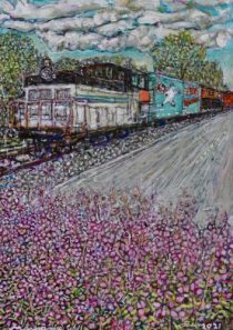 <u>The Great Northern Railway  16 x 12" Acrylic on Wood 2021</u><i>Sold</i>