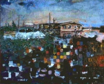 <u>"L.A. Floods" 24 x 36" Acrylic on Panel 2002</u>